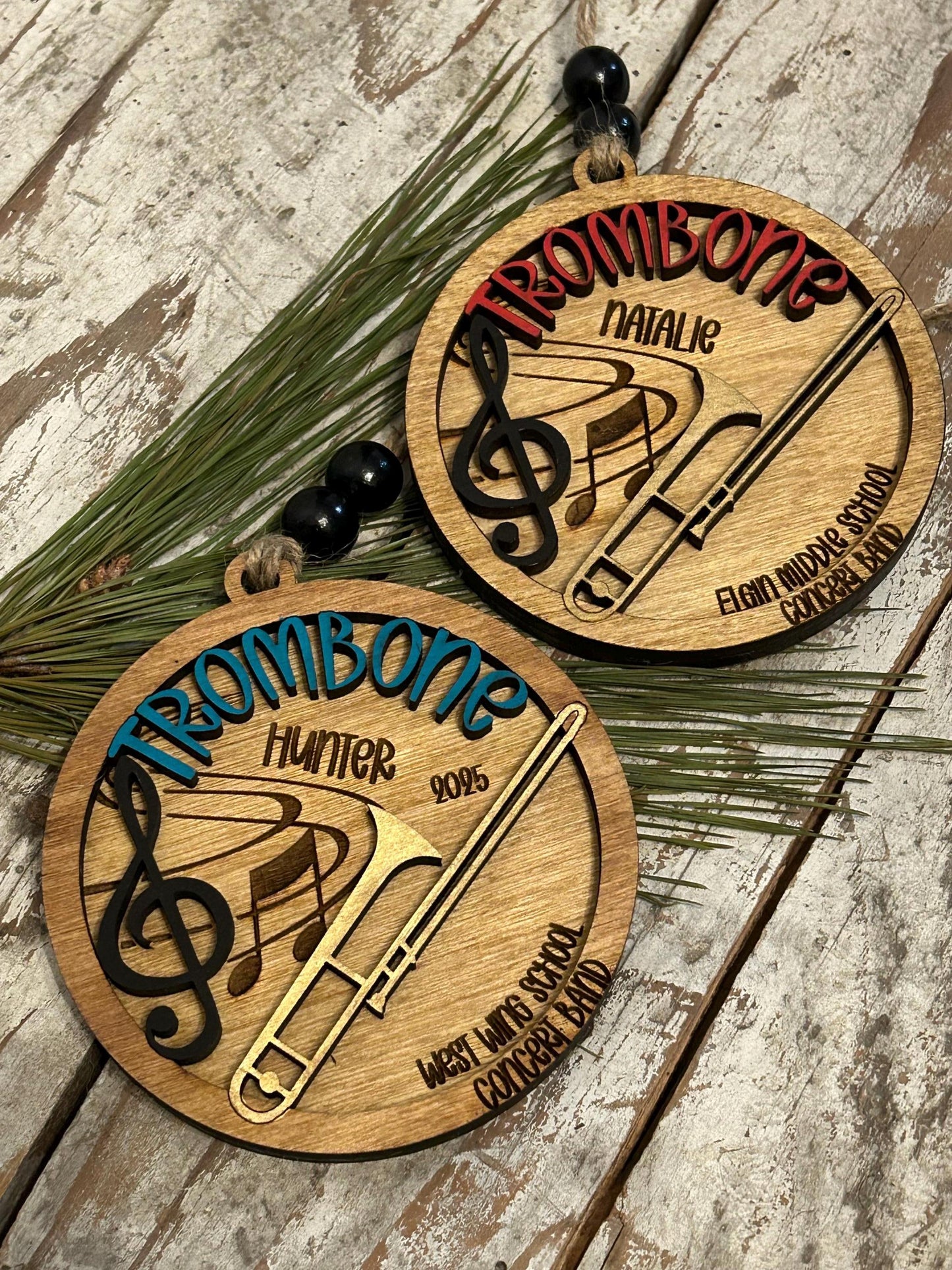 Personalized Trombone Marching Band Christmas Tree Ornament | Brass Music Instrument Ornament | Custom Band Gift | Gift for Band Director