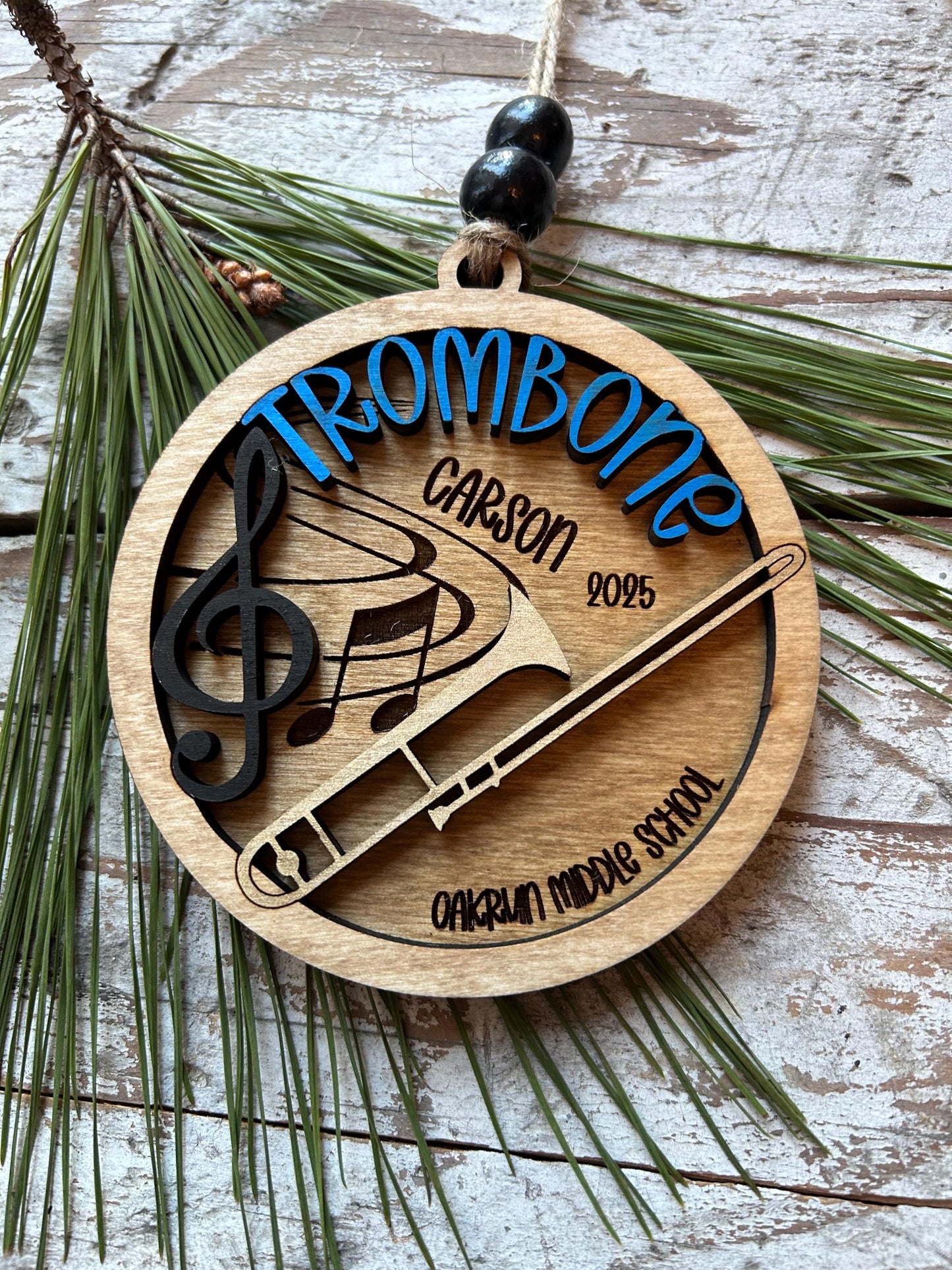 Personalized Trombone Marching Band Christmas Tree Ornament | Brass Music Instrument Ornament | Custom Band Gift | Gift for Band Director