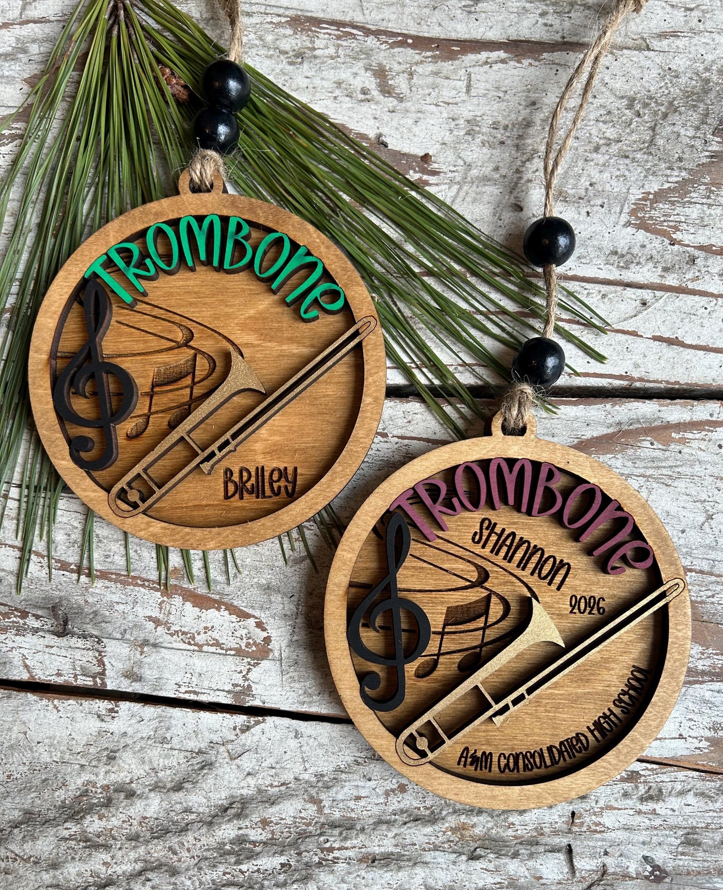 Personalized Trombone Marching Band Christmas Tree Ornament | Brass Music Instrument Ornament | Custom Band Gift | Gift for Band Director