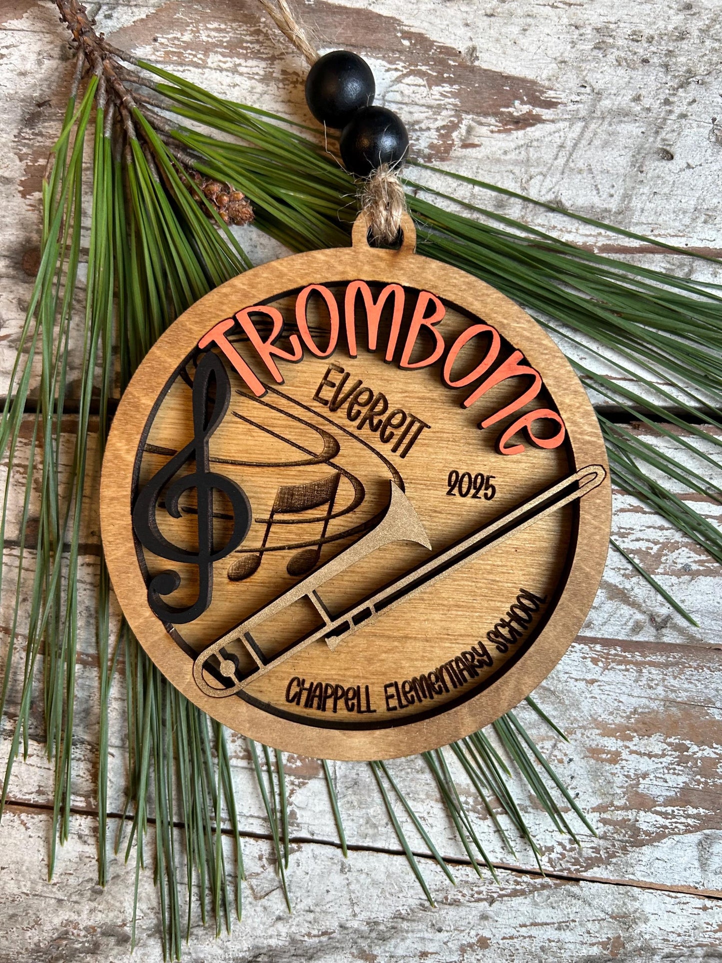 Personalized Trombone Marching Band Christmas Tree Ornament | Brass Music Instrument Ornament | Custom Band Gift | Gift for Band Director