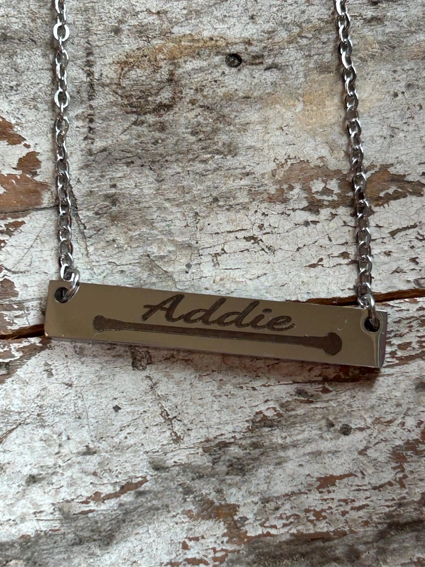 Personalized Baton Twirler Name Bar Necklace and Bracelet | Custom Majorette Gold Silver Jewelry Set | Feature Twirler College High School