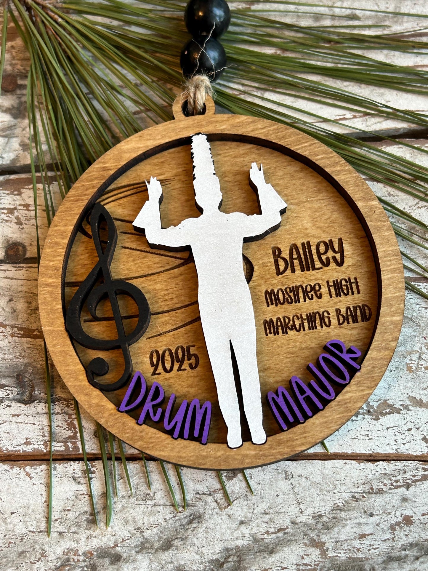 Personalized Drum Major Marching Band Christmas Tree Ornament |  Custom Band Leader Gift | Gift for Band Director | Music Lover | Conductor