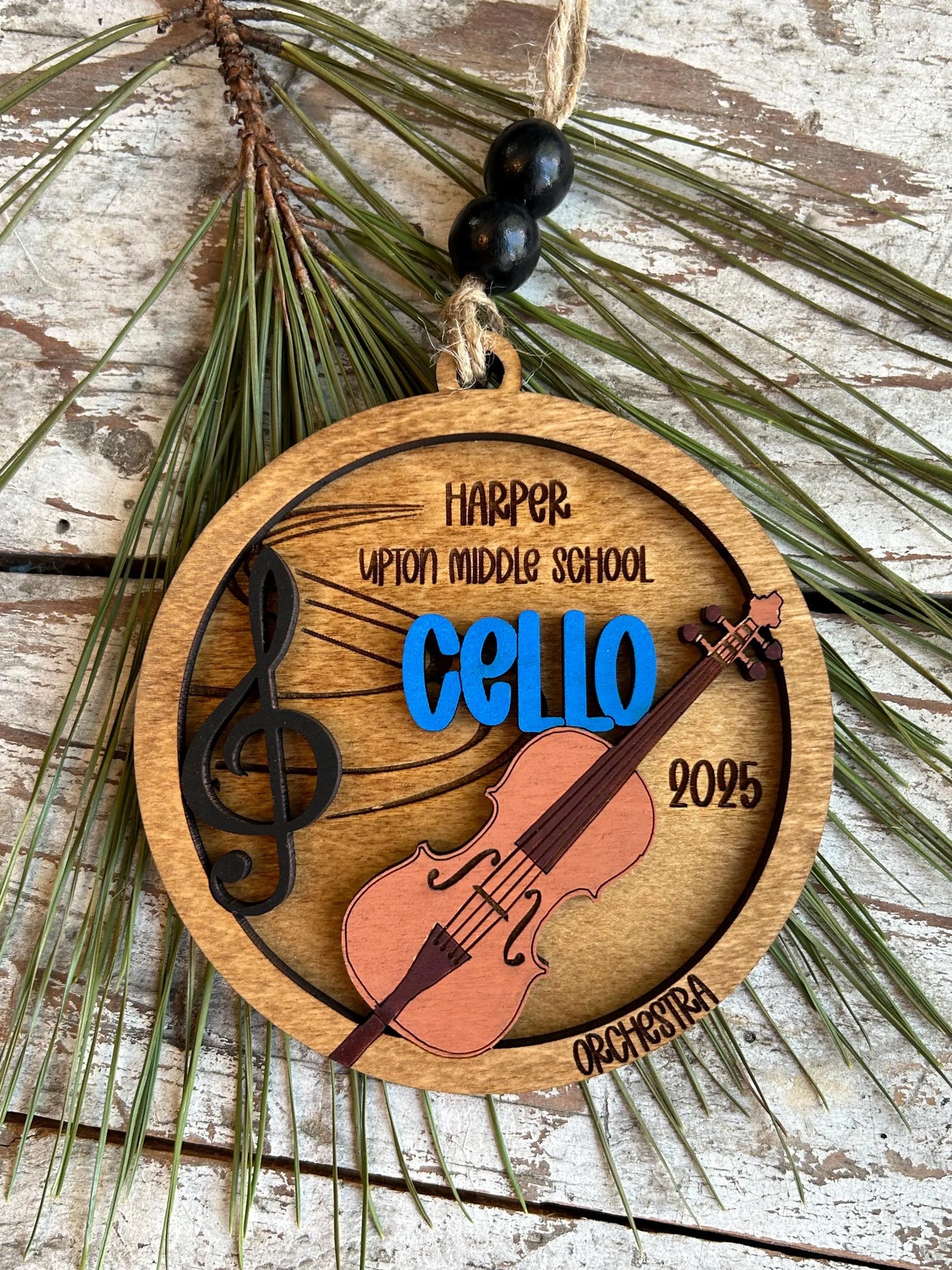 Personalized Cello Orchestra Christmas Tree Ornament | Cellist Gift | Custom Music Cello Lover Keepsake | First Cello Recital Present