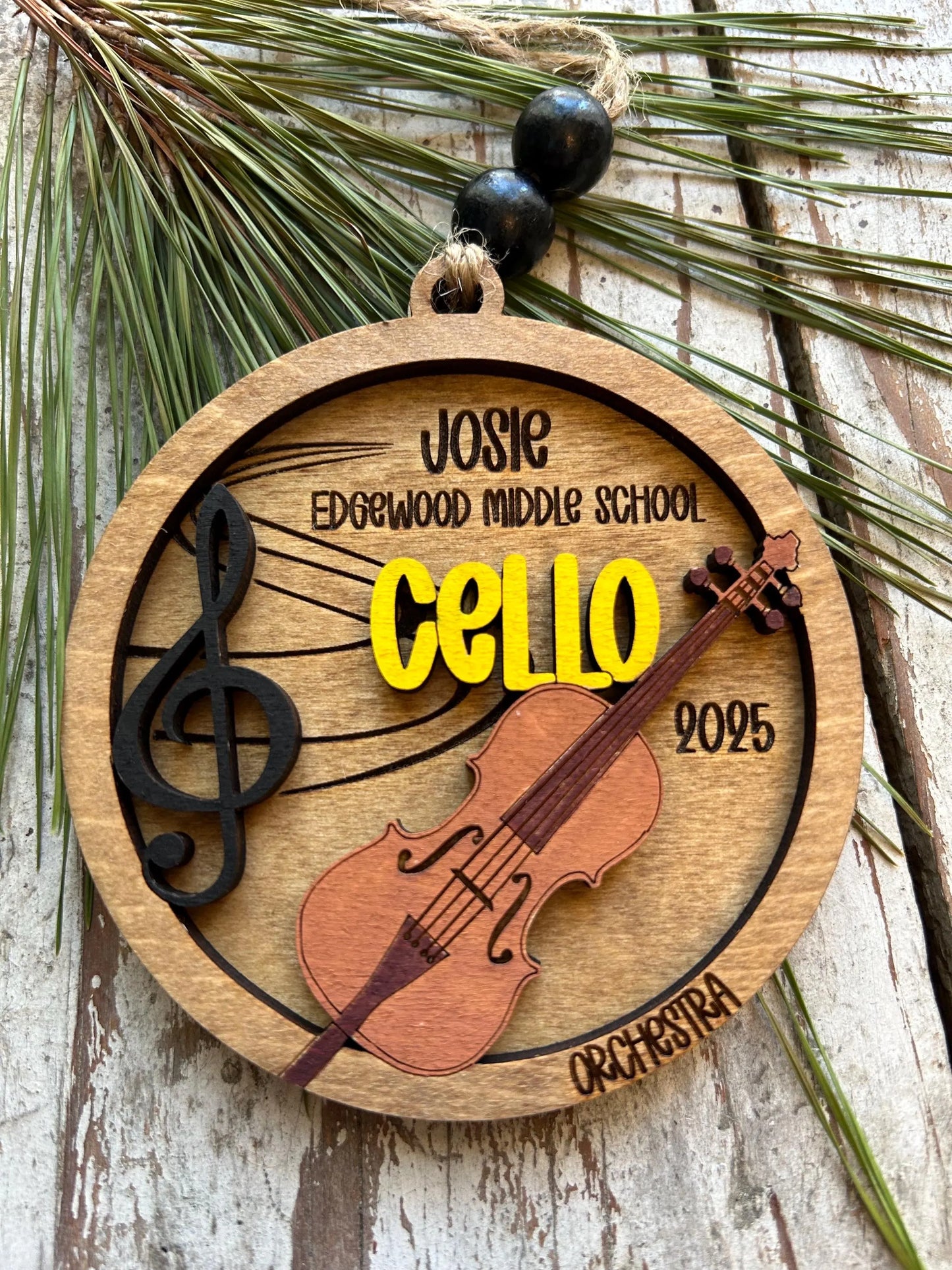 Personalized Cello Orchestra Christmas Tree Ornament | Cellist Gift | Custom Music Cello Lover Keepsake | First Cello Recital Present