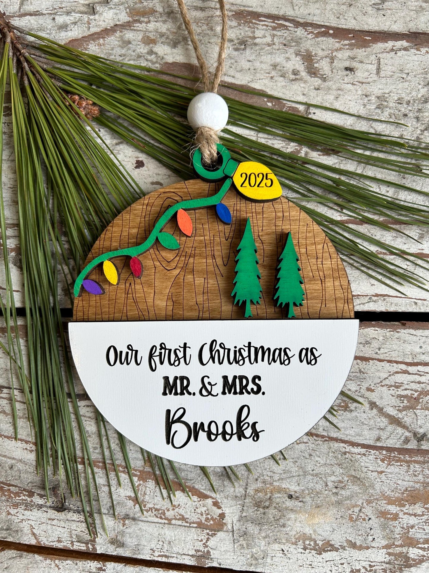 Personalized Our First Christmas as Mr. & Mrs. Ornament | 2026 Bride and Groom | Bridal Shower | Wedding Gift for Newlyweds | Trees