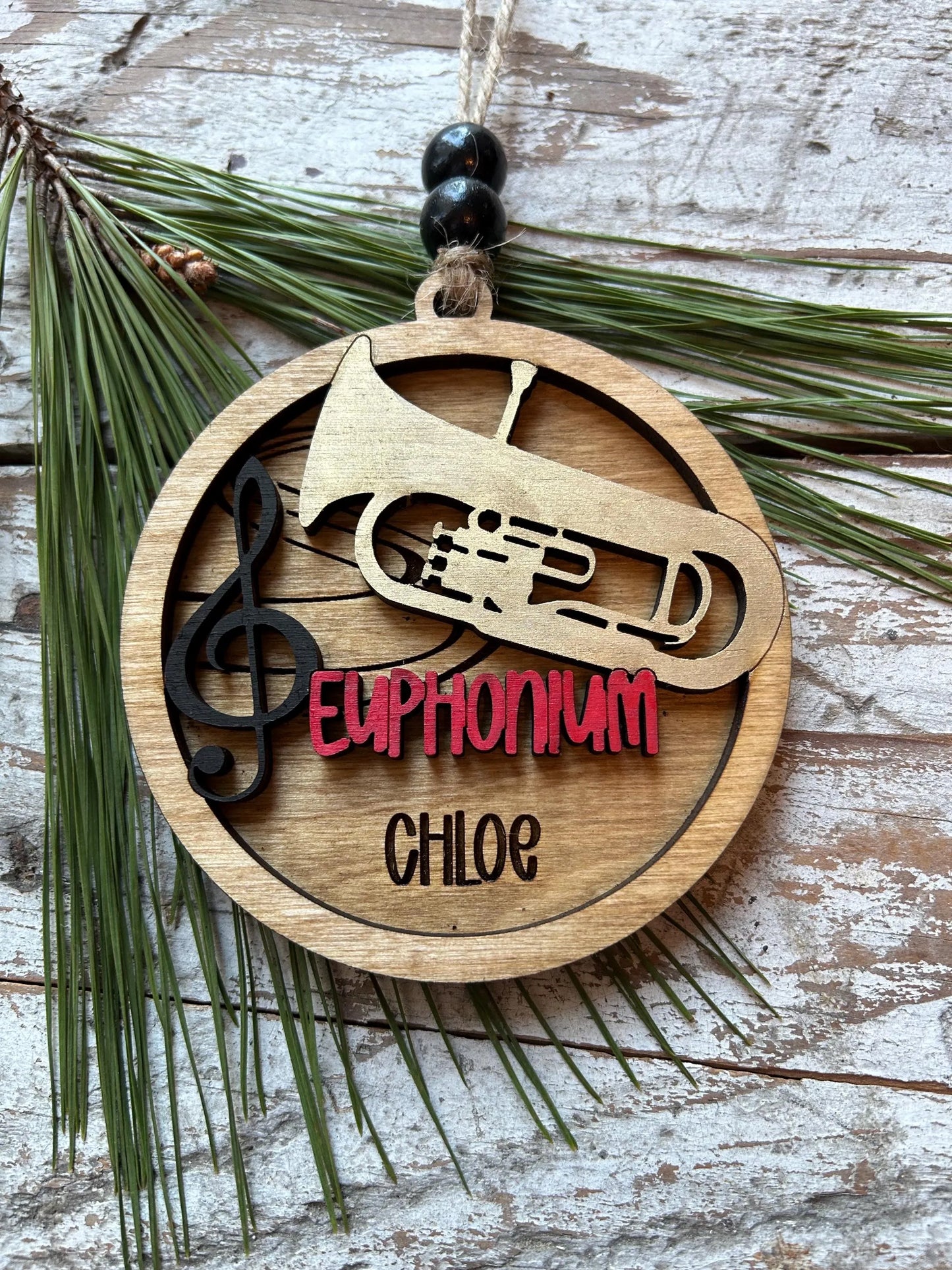 Personalized Euphonium Marching Band Christmas Tree Ornament | Brass Music Instrument Ornament | Custom Band Gift | Gift for Band Director