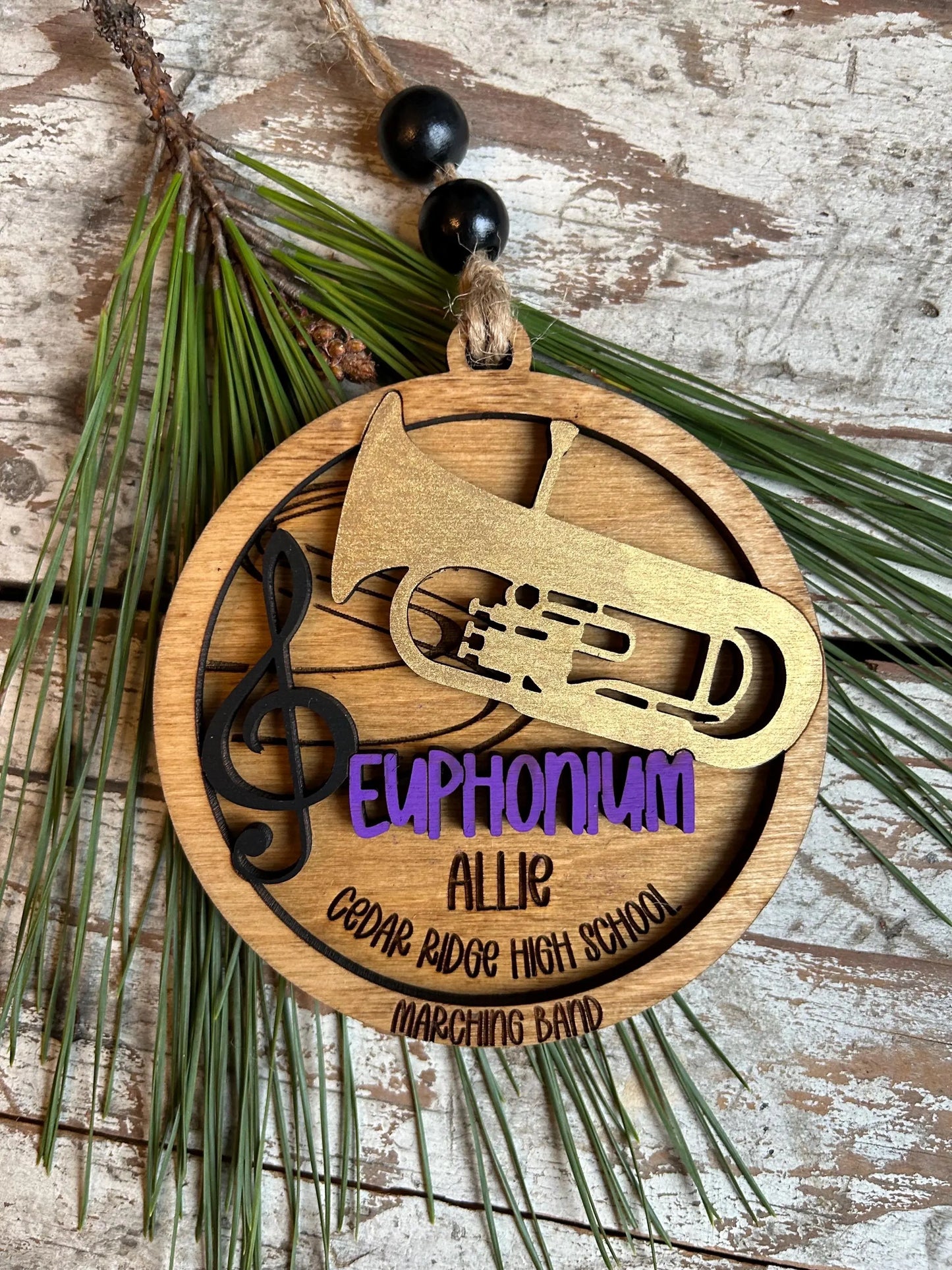 Personalized Euphonium Marching Band Christmas Tree Ornament | Brass Music Instrument Ornament | Custom Band Gift | Gift for Band Director