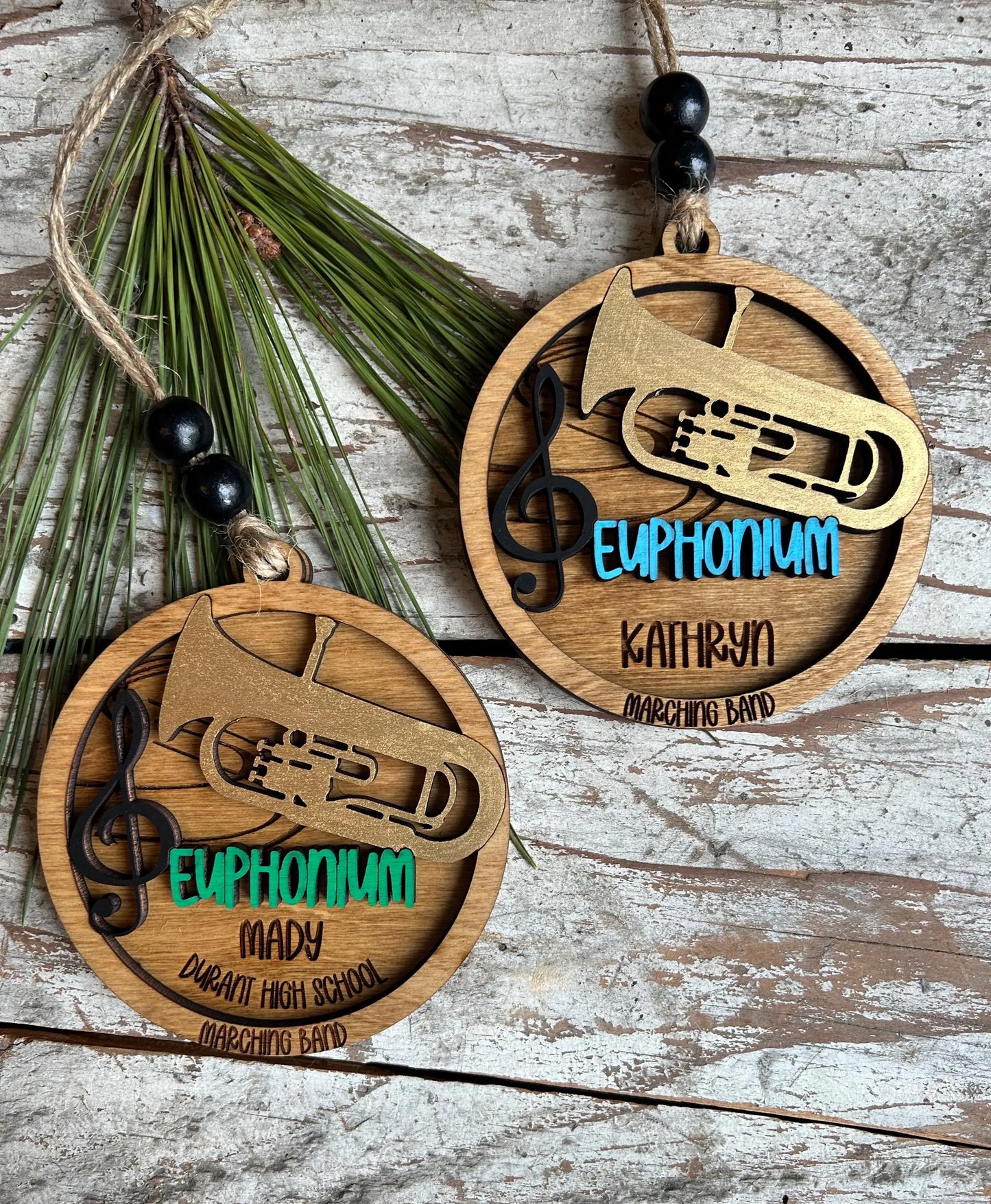 Personalized Euphonium Marching Band Christmas Tree Ornament | Brass Music Instrument Ornament | Custom Band Gift | Gift for Band Director
