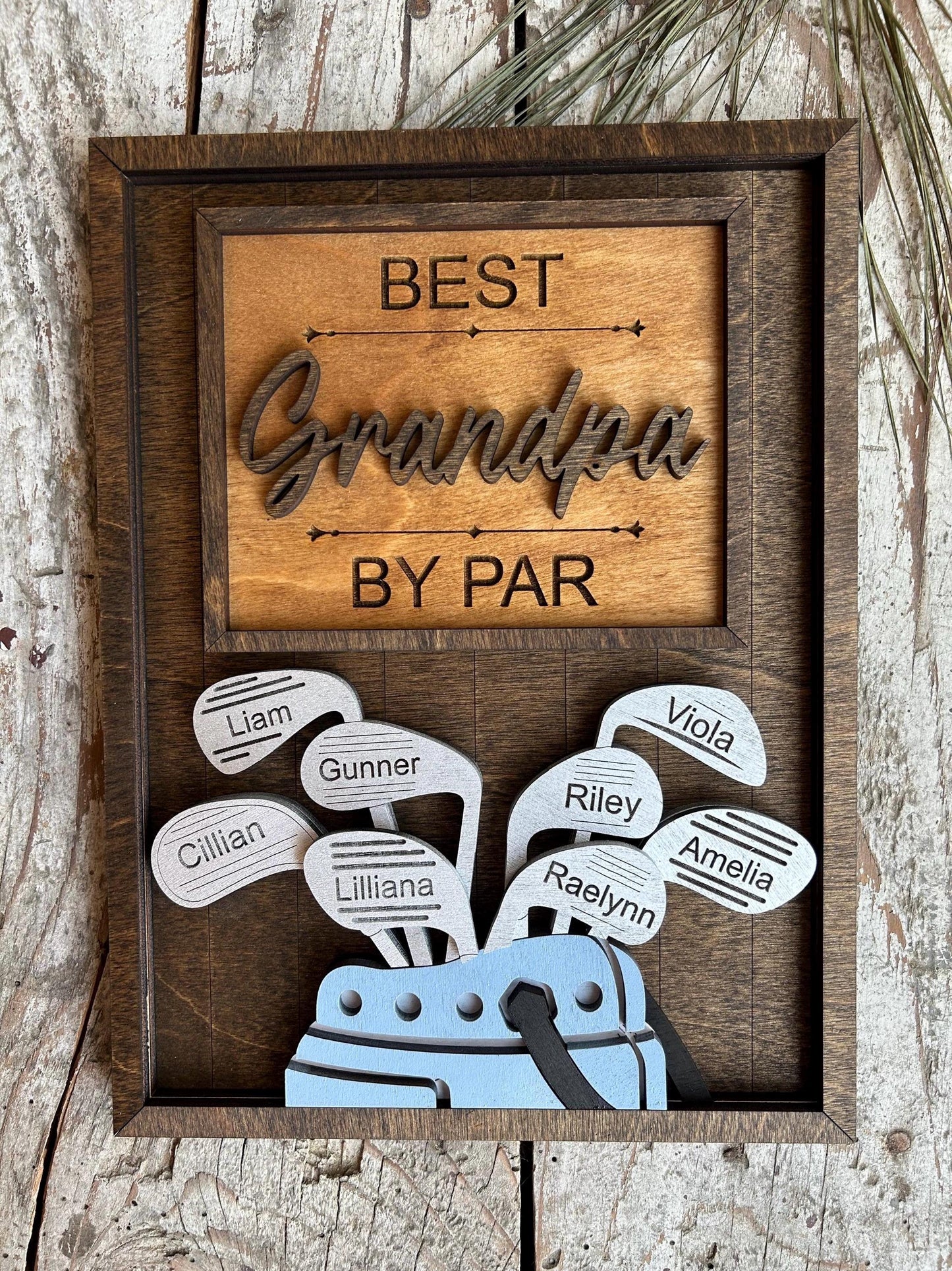 Personalized Dad or Grandpa Golf Sign | Best Dad by Par Fathers Day Golfing Gift for Daddy | Papa Pops Pappy | Golf Lover Custom Present