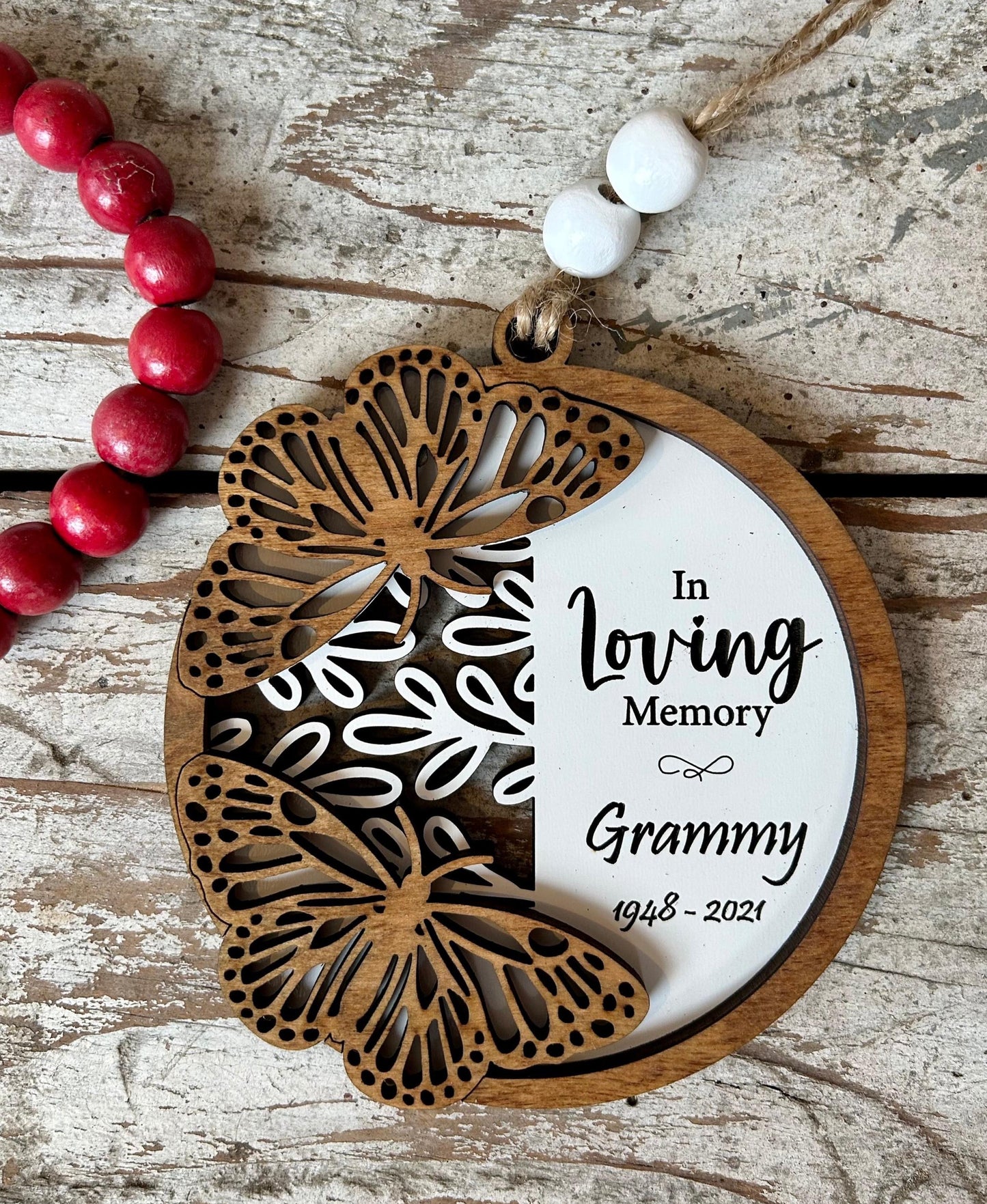 Personalized Memorial Butterfly Christmas Tree Ornament | Sympathy Gift | Loved One Memorial | Remembrance Ornament | In Loving Memory Mom