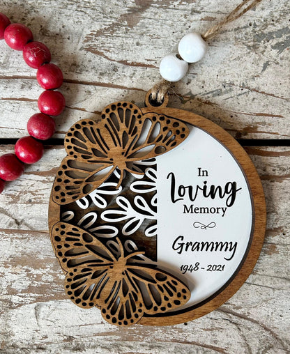 Personalized Memorial Butterfly Christmas Tree Ornament | Sympathy Gift | Loved One Memorial | Remembrance Ornament | In Loving Memory Mom