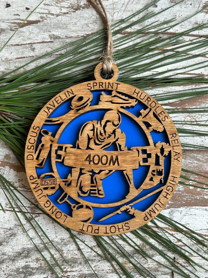 Personalized Track Boy or Girl Christmas Tree Ornament | High School Track & Field Team Gift | Custom Runner| Shot Put | High Jump | Discus