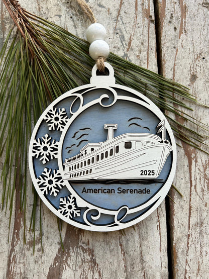 2026 Personalized Riverboat Cruise Christmas Tree Ornament | Family Vacation Ornament | Family Trip Keepsake | Custom River Boat Ship