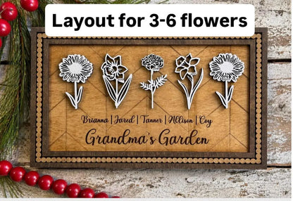 Personalized Birth Month Flowers Sign| Grandkids sign| Family Tree Sign | Mothers Day gift