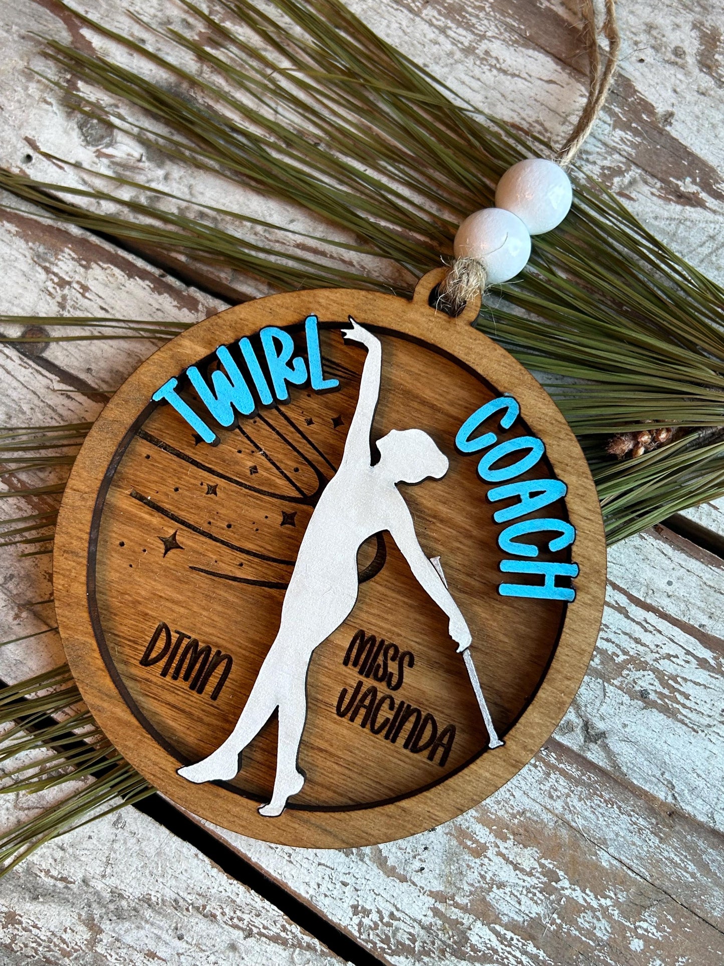 Personalized Baton Twirl Coach Christmas Tree Ornament | Custom College High School Feature Twirler Marching Band | Majorette Coach Present