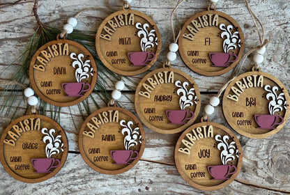 Personalized Barista Christmas Tree Ornament | Coffee Shop Thank You Gift | Best Latte Espresso Maker | First Christmas as a Barista