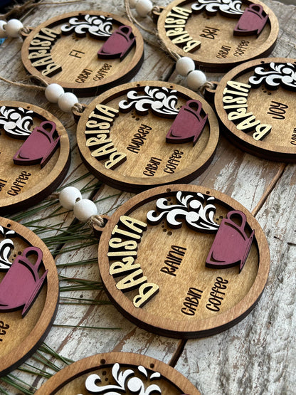 Personalized Barista Christmas Tree Ornament | Coffee Shop Thank You Gift | Best Latte Espresso Maker | First Christmas as a Barista