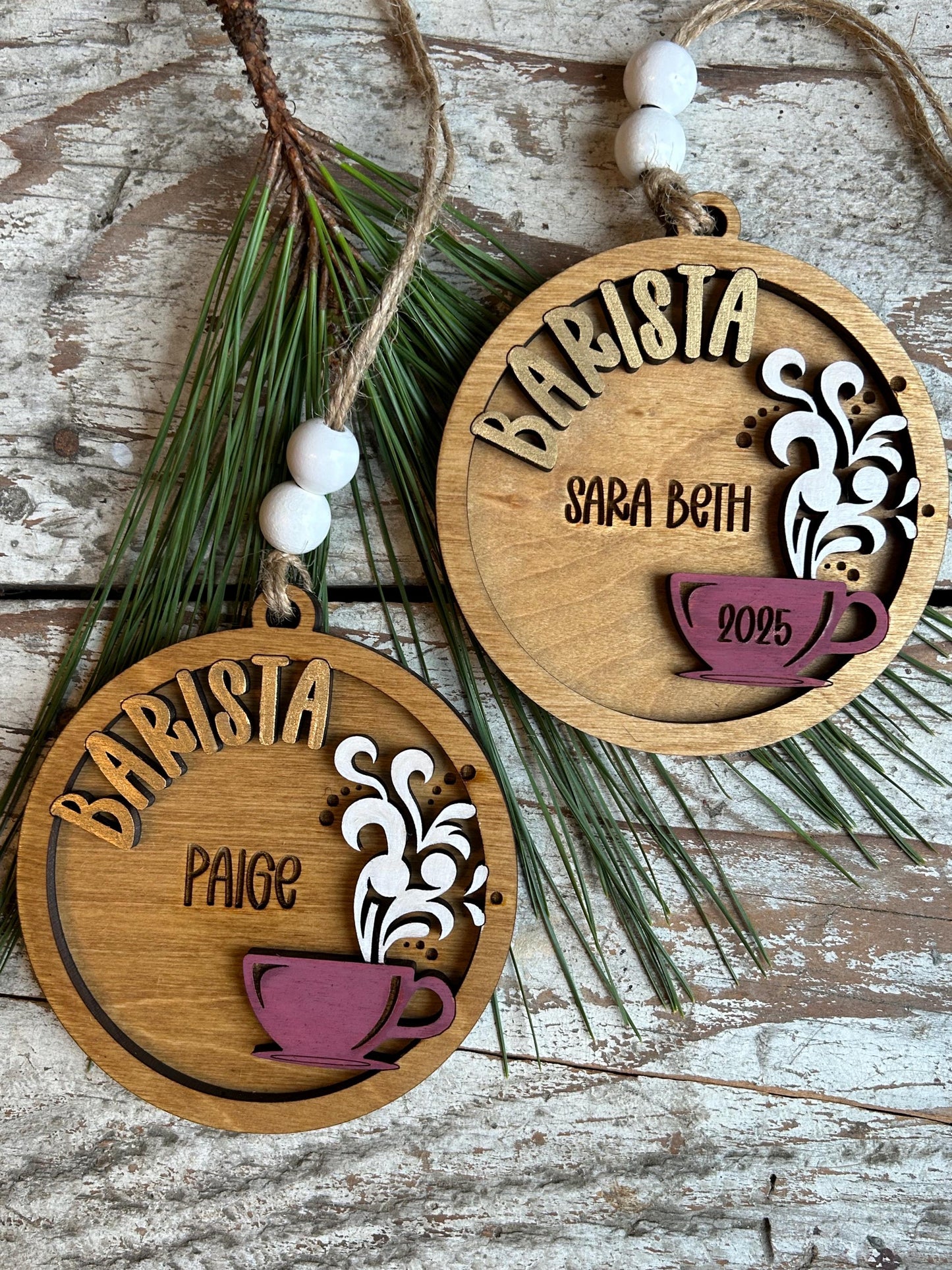 Personalized Barista Christmas Tree Ornament | Coffee Shop Thank You Gift | Best Latte Espresso Maker | First Christmas as a Barista