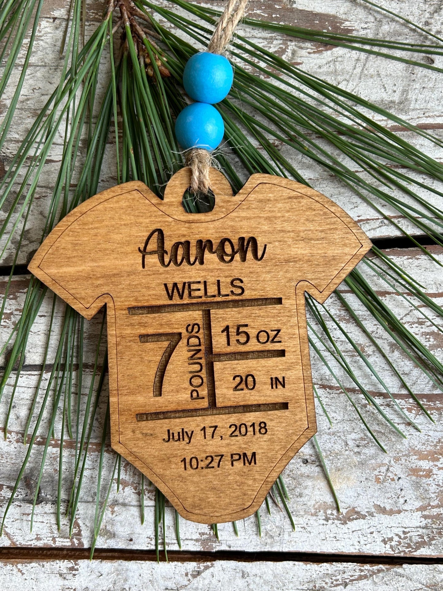 Personalized Onesie Baby’s First Christmas Ornament | Birth Stats Ornament | Newborn Keepsake | New Mom Gift | Baby Announcement