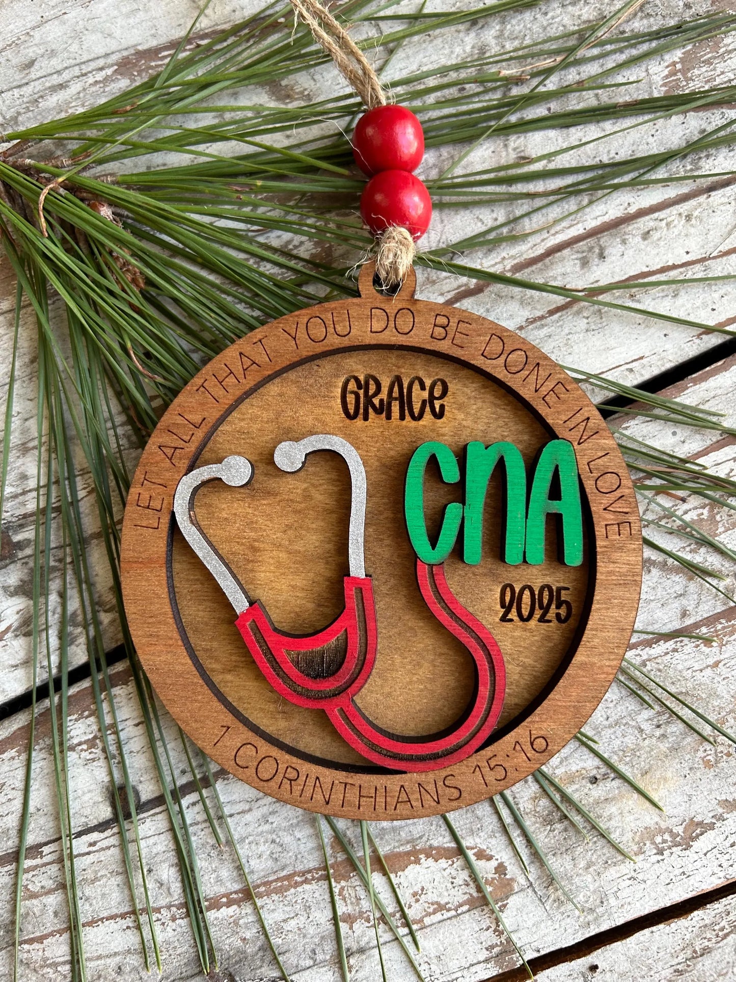 Personalized CNA Nurse Christmas Tree Ornament | Religious Gift for Nursing Graduate | Gift for Nurse | CNA Ornament | 1 Corinthians 15:16