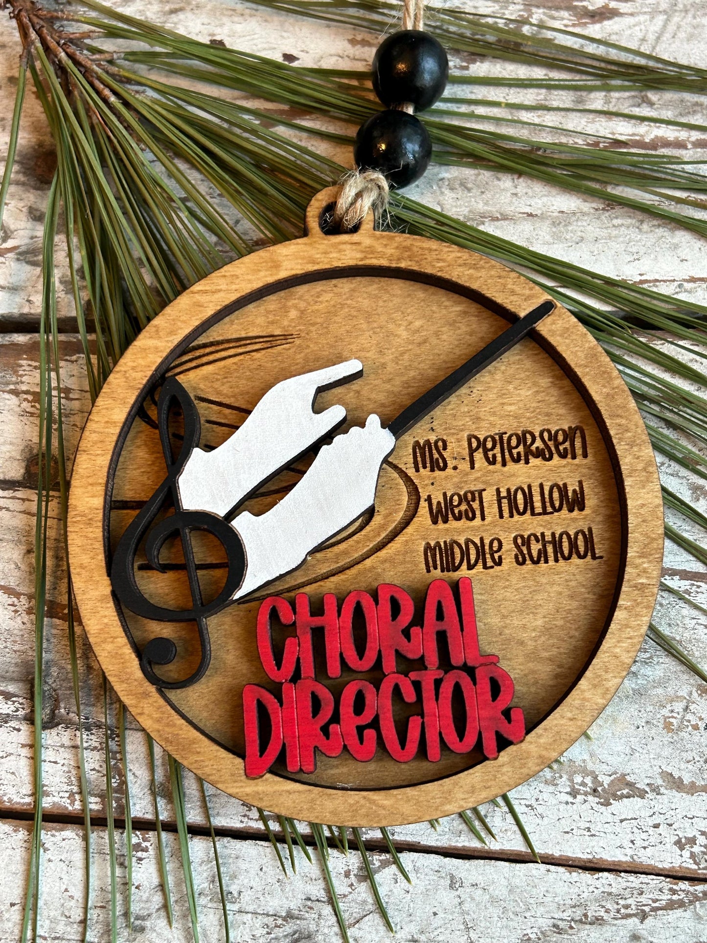 Personalized Choral Director Christmas Tree Ornament |  Custom Chorus Teacher Gift | School Singing Group | Music Lover | Church Choir