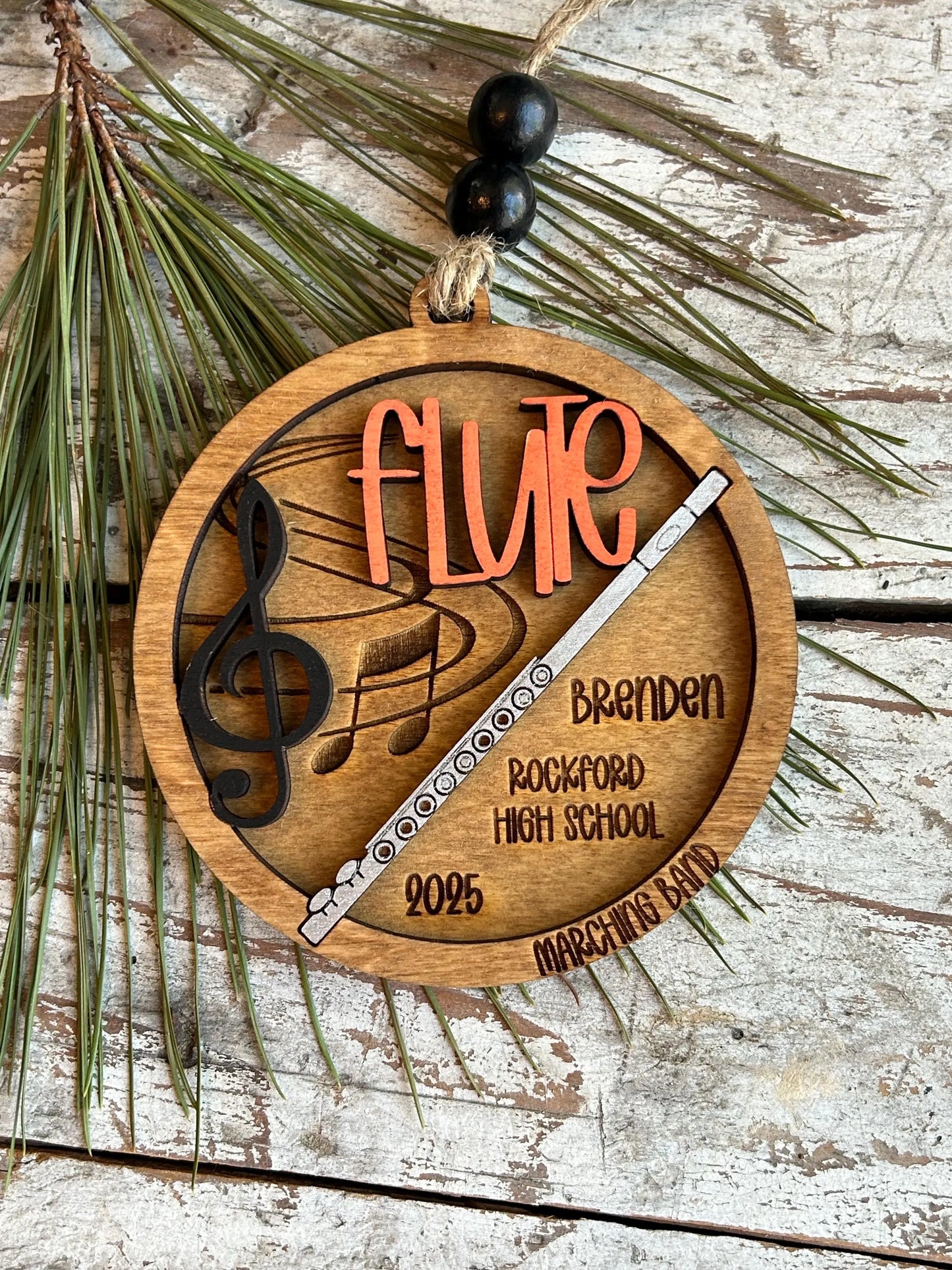 Personalized Flute Marching Band Christmas Tree Ornament | Music Instrument Ornament | Piccolo Custom Band Gift | Gift for Band Director