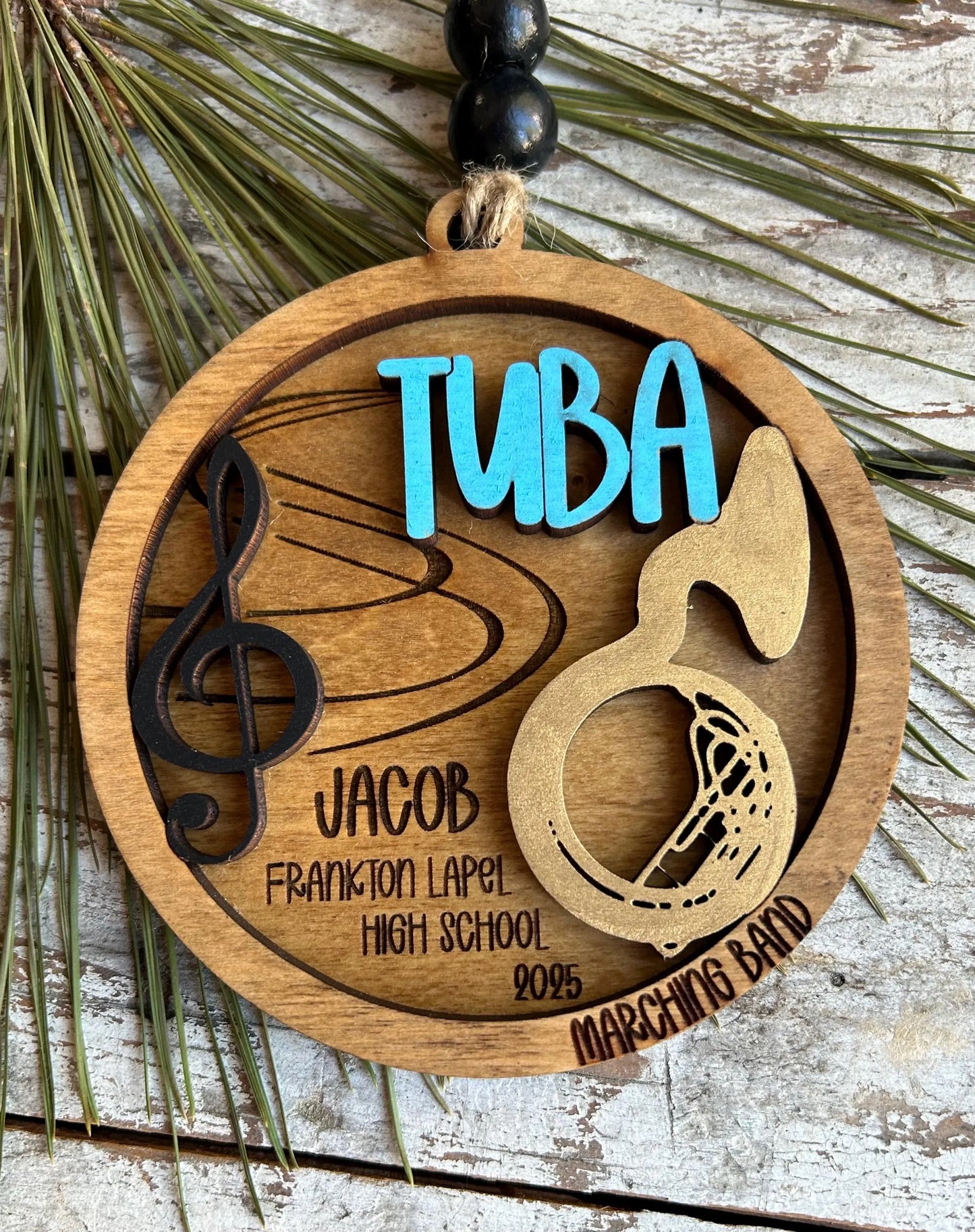 Personalized Tuba Marching Band Christmas Tree Ornament | Brass Music Instrument Ornament | Custom Band Gift | Gift for Band Director