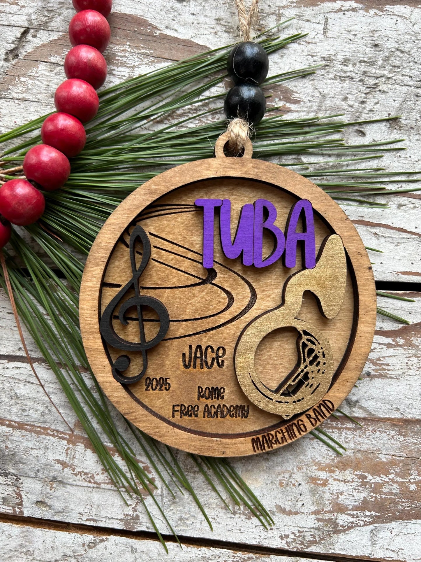 Personalized Tuba Marching Band Christmas Tree Ornament | Brass Music Instrument Ornament | Custom Band Gift | Gift for Band Director