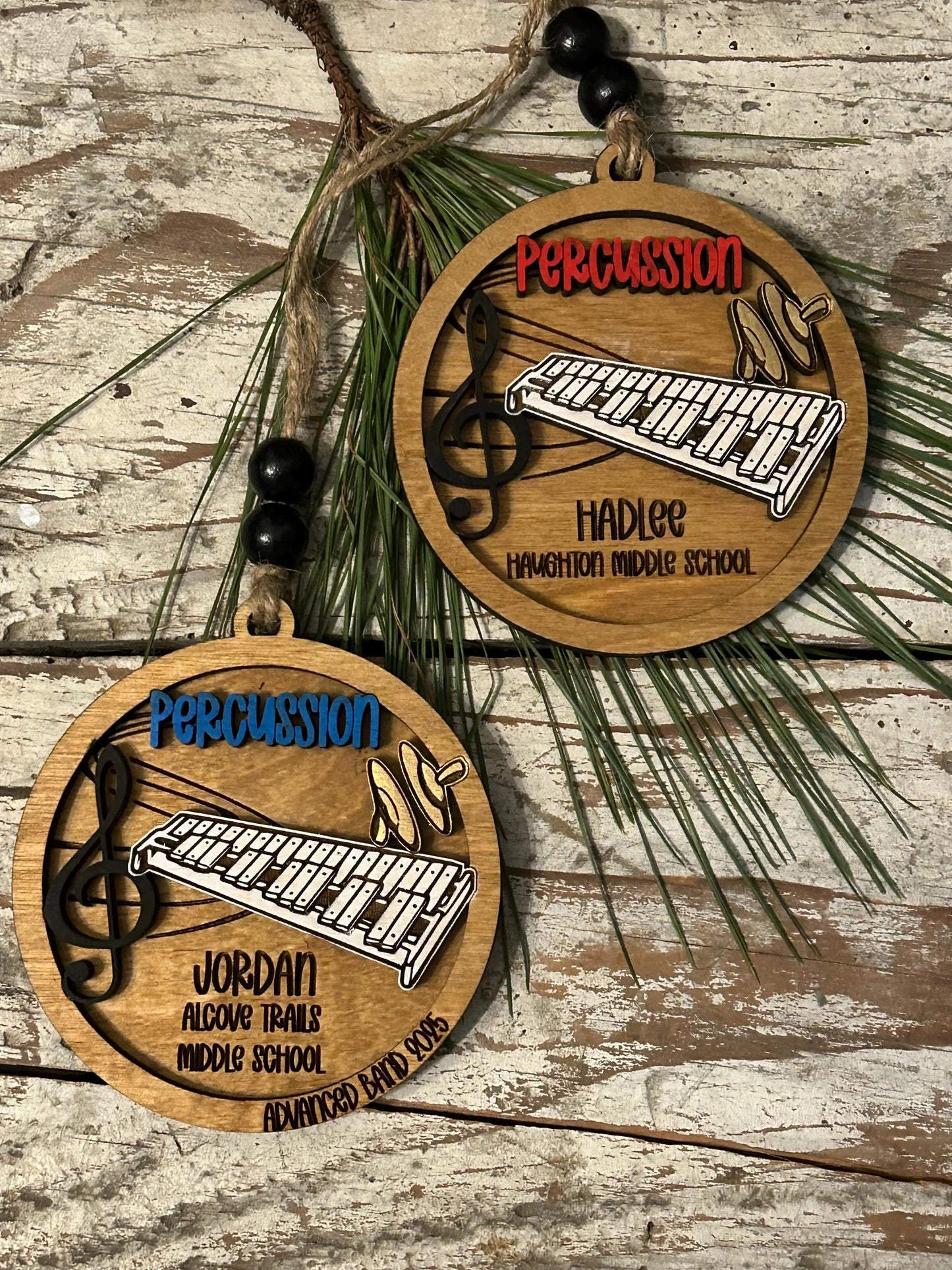 Personalized Percussion Marching Band Christmas Tree Ornament |  Xylophone | Triangle | The Pit Custom Band Gift | Gift for Band Director
