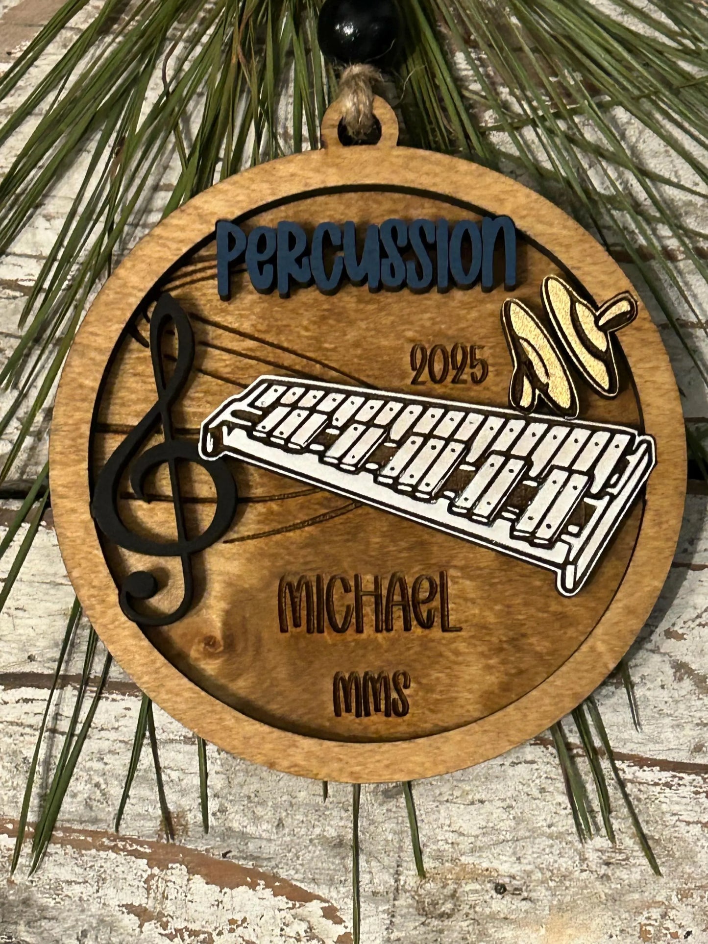 Personalized Percussion Marching Band Christmas Tree Ornament |  Xylophone | Triangle | The Pit Custom Band Gift | Gift for Band Director