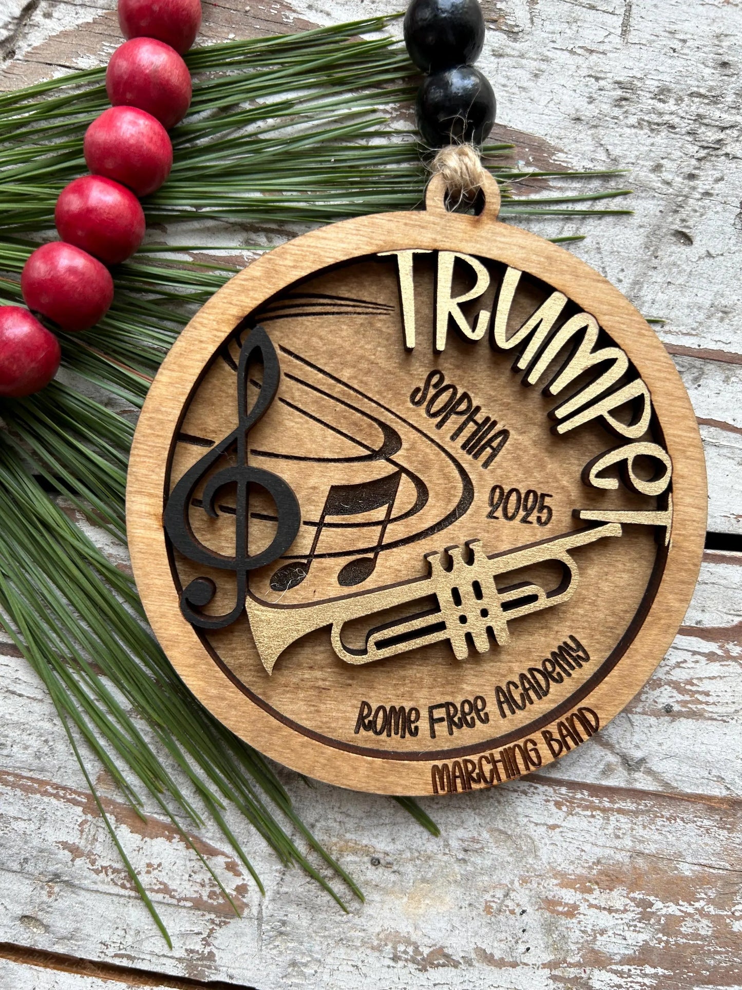 Personalized Trumpet Marching Band Christmas Tree Ornament | Brass Music Instrument Ornament | Custom Band Gift | Gift for Band Director