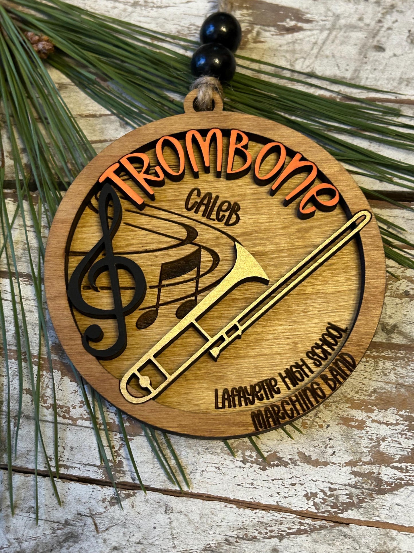 Personalized Trombone Marching Band Christmas Tree Ornament | Brass Music Instrument Ornament | Custom Band Gift | Gift for Band Director