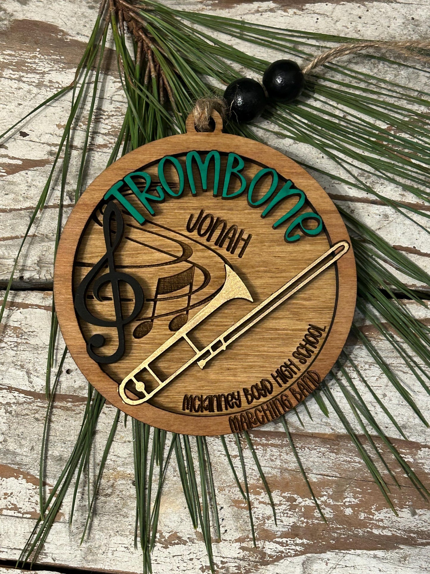 Personalized Trombone Marching Band Christmas Tree Ornament | Brass Music Instrument Ornament | Custom Band Gift | Gift for Band Director