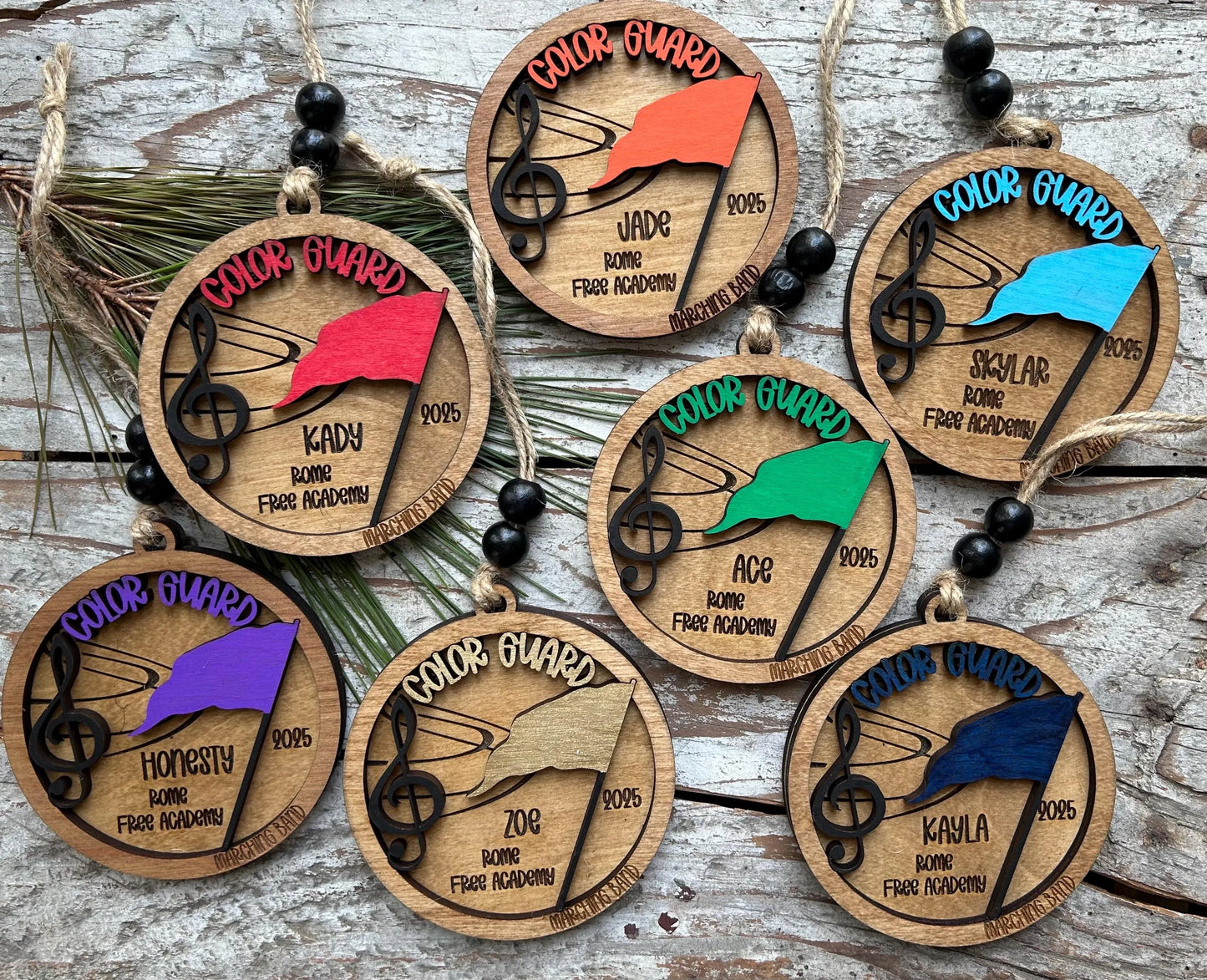 Personalized Color Guard Marching Band Christmas Tree Ornament | Flags Custom Band Gift | Gift for Flag Girls | Color Guard Team Gift