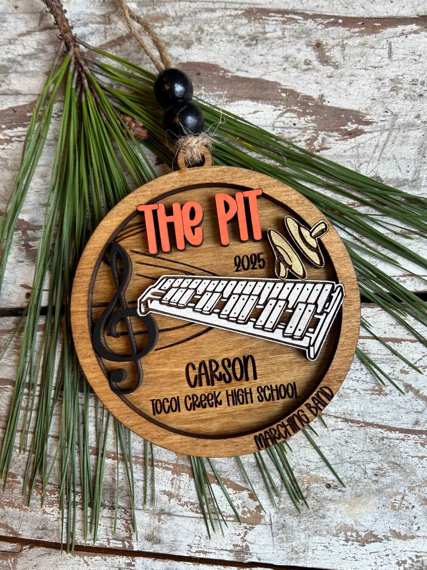 Personalized Pit Marching Band Christmas Tree Ornament | Percussion Xylophone | Triangle | The Pit Custom Band Gift | Gift for Band Director