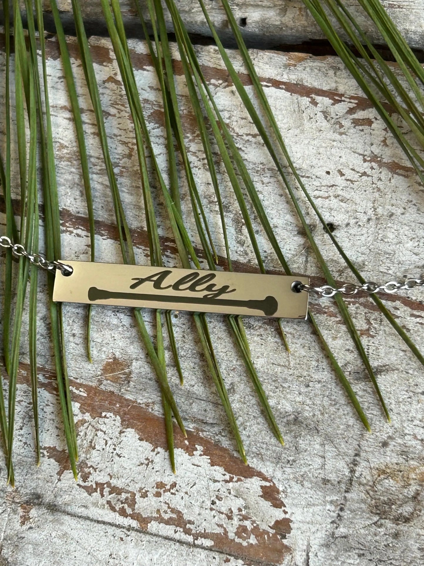 Personalized Baton Twirler Name Bar Necklace and Bracelet | Custom Majorette Gold Silver Jewelry Set | Feature Twirler College High School