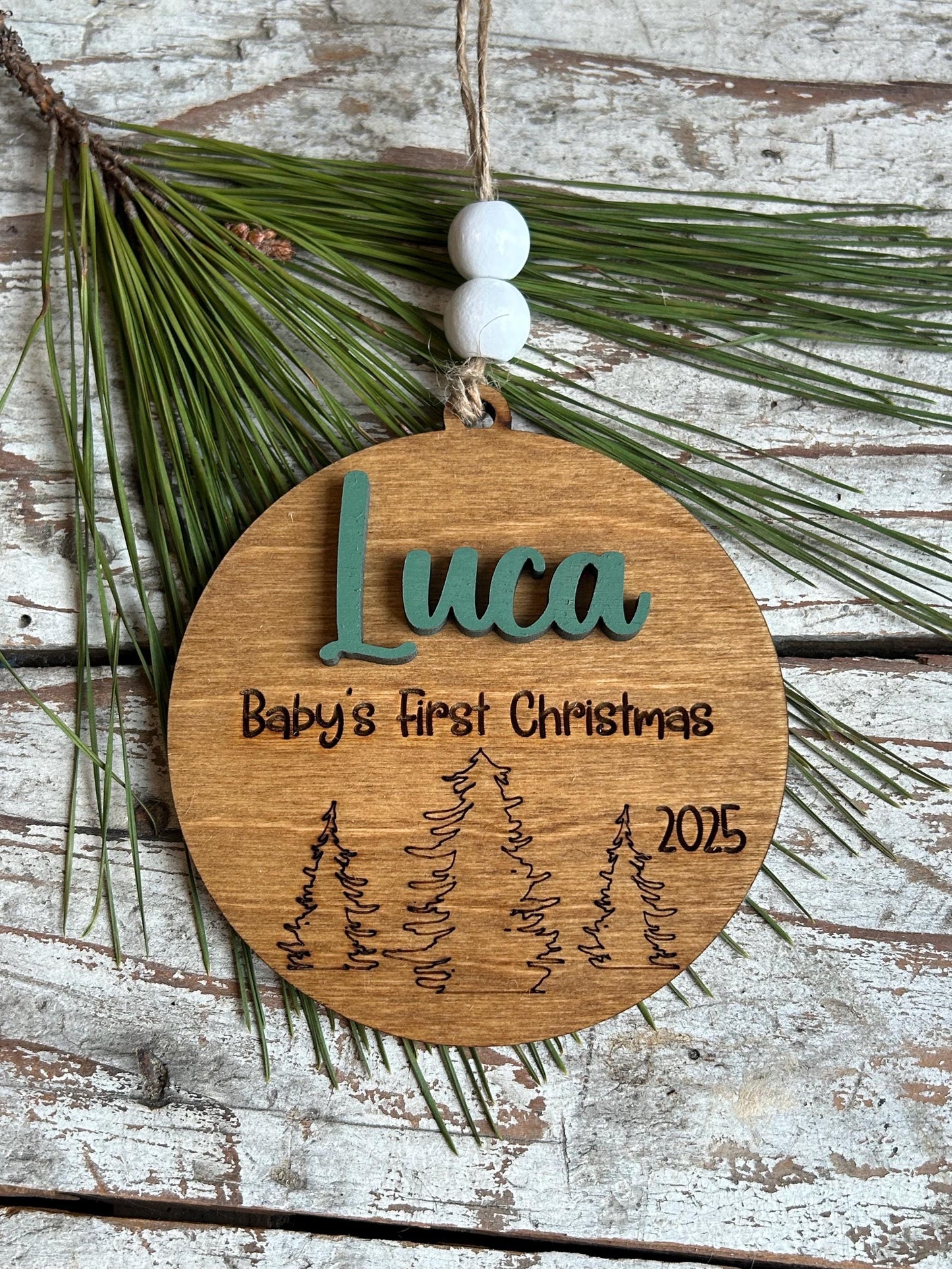 2026 Personalized Baby’s First Christmas Ornament with Forest Scene | New Baby Ornament | Newborn Keepsake | New Mom Gift | Babys First