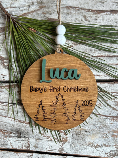 2026 Personalized Baby’s First Christmas Ornament with Forest Scene | New Baby Ornament | Newborn Keepsake | New Mom Gift | Babys First