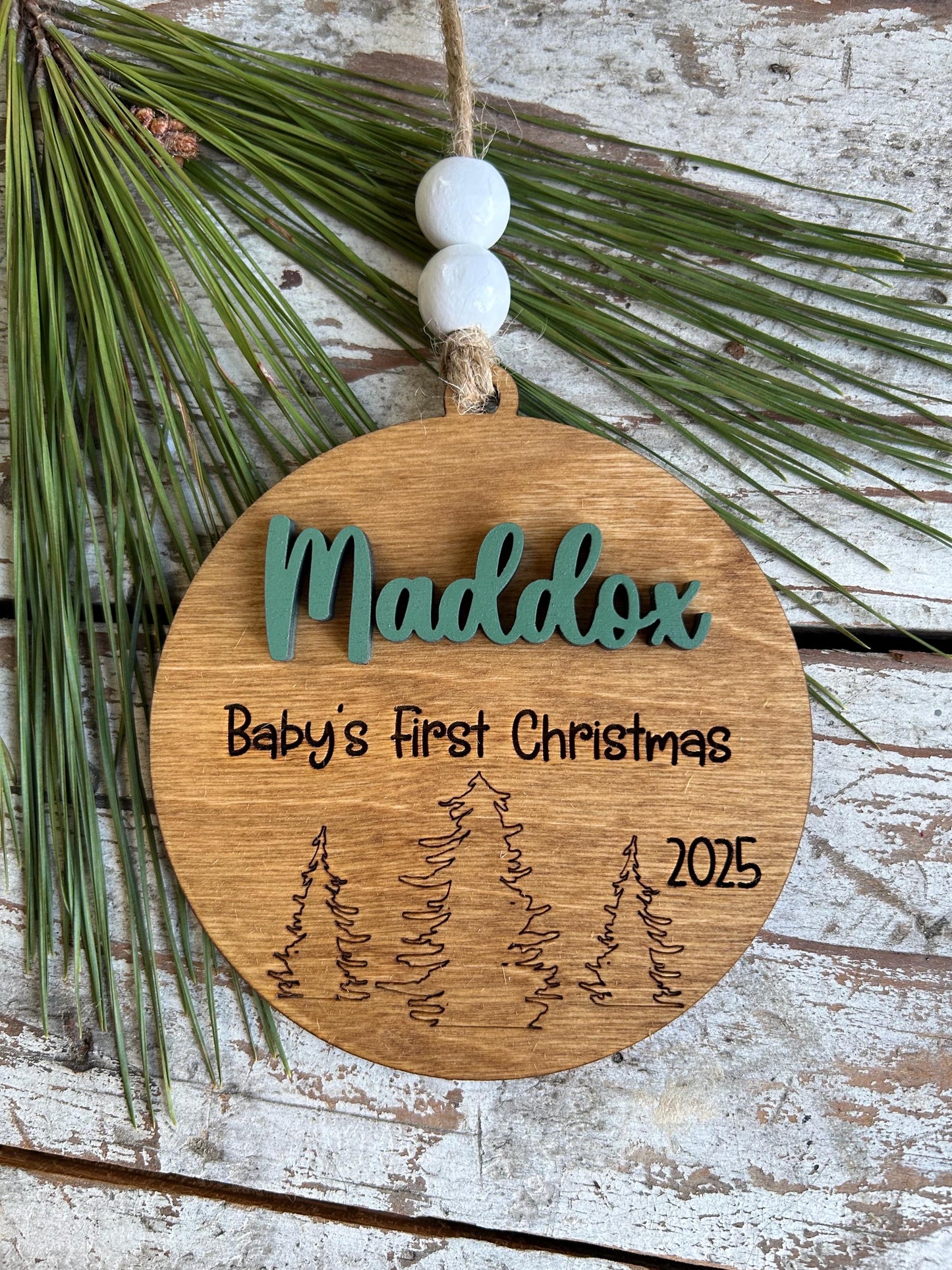 2026 Personalized Baby’s First Christmas Ornament with Forest Scene | New Baby Ornament | Newborn Keepsake | New Mom Gift | Babys First