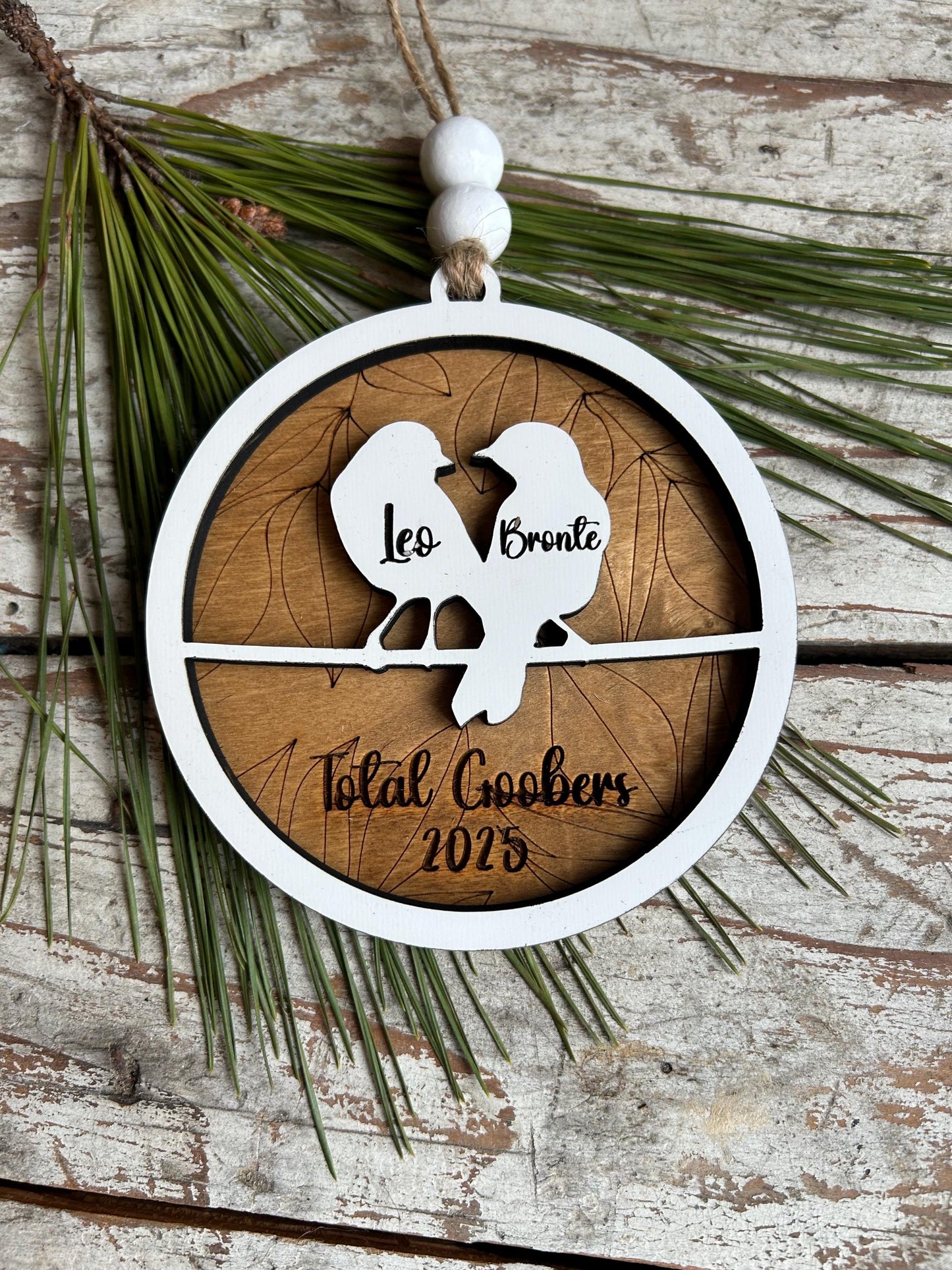 Personalized Love Birds Christmas Tree Ornament | Mr. and Mrs. Ornament | Wedding Gift | Gift for Newlyweds | Engagement Ornament | Our Nest