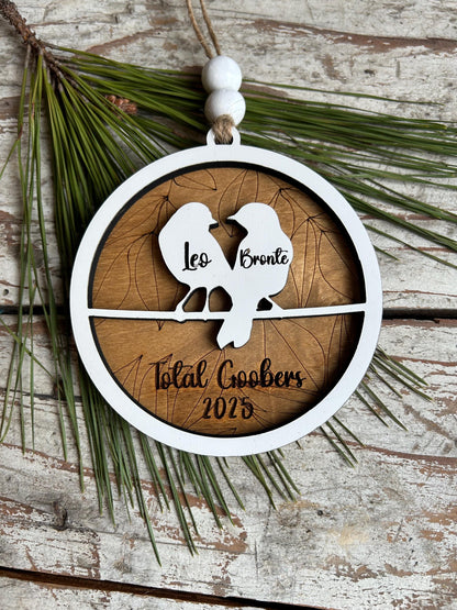 Personalized Love Birds Christmas Tree Ornament | Mr. and Mrs. Ornament | Wedding Gift | Gift for Newlyweds | Engagement Ornament | Our Nest
