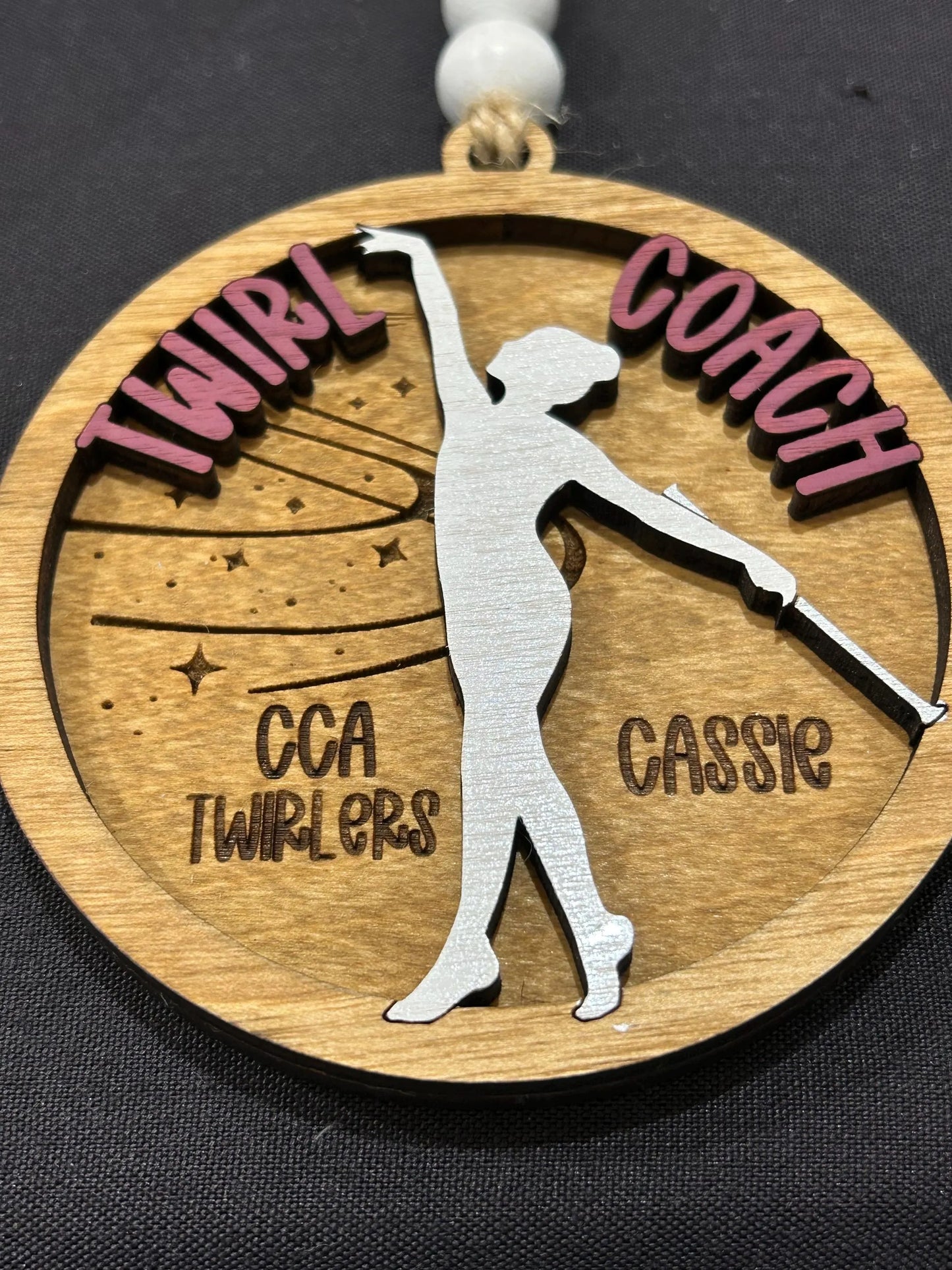 Personalized Baton Twirl Coach Christmas Tree Ornament | Custom College High School Feature Twirler Marching Band | Majorette Coach Present