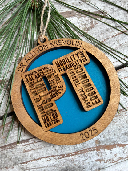Personalized Physical Therapist Christmas Tree Ornament | Custom PT Thank You Present | Doctor of Physical Therapy Graduation Gift | DPT  Dr
