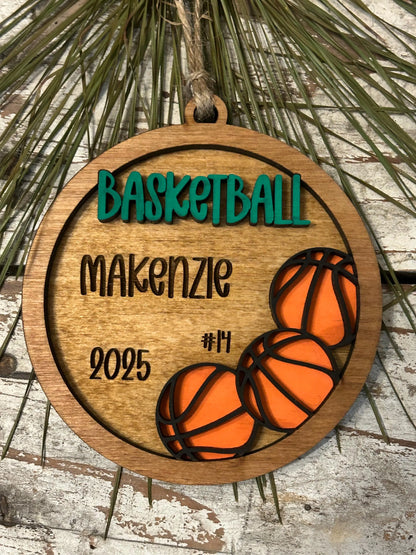 Personalized Basketball Boy or Girl Player Christmas Tree Ornament | Gift for High School College Basketball Team | Custom Basketball Coach