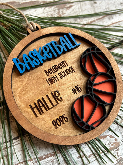 Personalized Basketball Boy or Girl Player Christmas Tree Ornament | Gift for High School College Basketball Team | Custom Basketball Coach