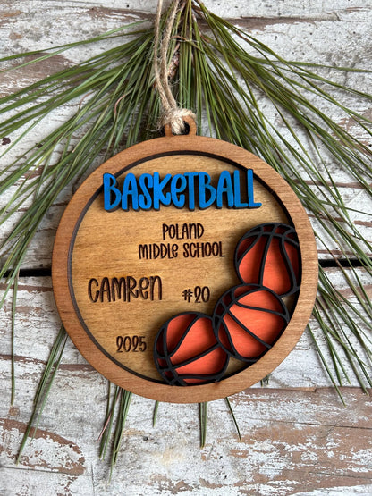 Personalized Basketball Boy or Girl Player Christmas Tree Ornament | Gift for High School College Basketball Team | Custom Basketball Coach