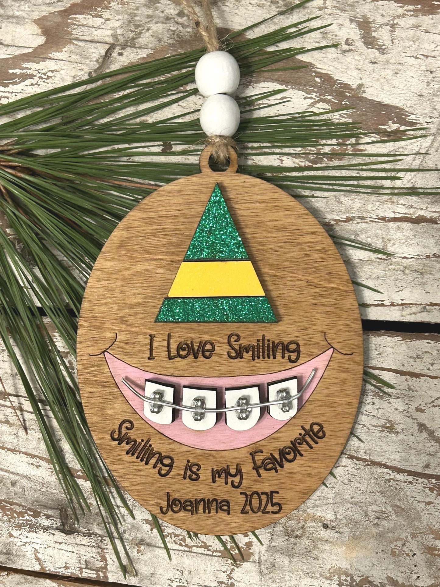 Personalized Braces Christmas Tree Ornament | Smiling is My Favorite | Brace Face | Orthodontist | Tin is In | Metal Mouth | Perfect Smile