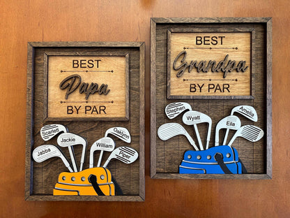 Personalized Dad or Grandpa Golf Sign | Best Dad by Par Fathers Day Golfing Gift for Daddy | Papa Pops Pappy | Golf Lover Custom Present
