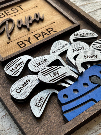 Personalized Dad or Grandpa Golf Sign | Best Dad by Par Fathers Day Golfing Gift for Daddy | Papa Pops Pappy | Golf Lover Custom Present