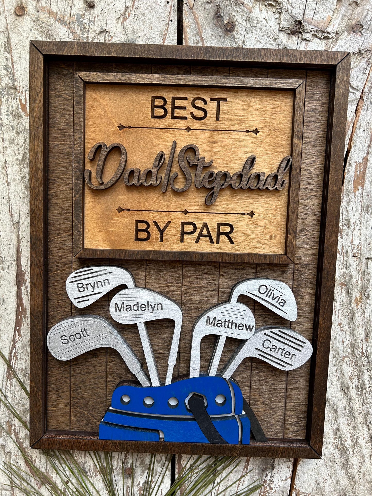 Personalized Dad or Grandpa Golf Sign | Best Dad by Par Fathers Day Golfing Gift for Daddy | Papa Pops Pappy | Golf Lover Custom Present
